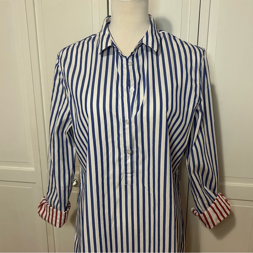 Saint James Benedict Blue and White Striped shirt Dress 10 - Picture 4 of 16